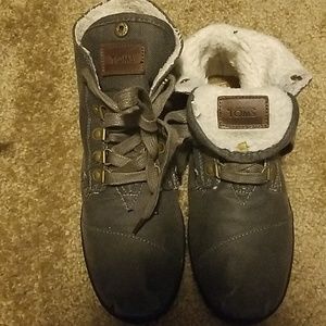 Denim grey color lace up boots/ sneakers